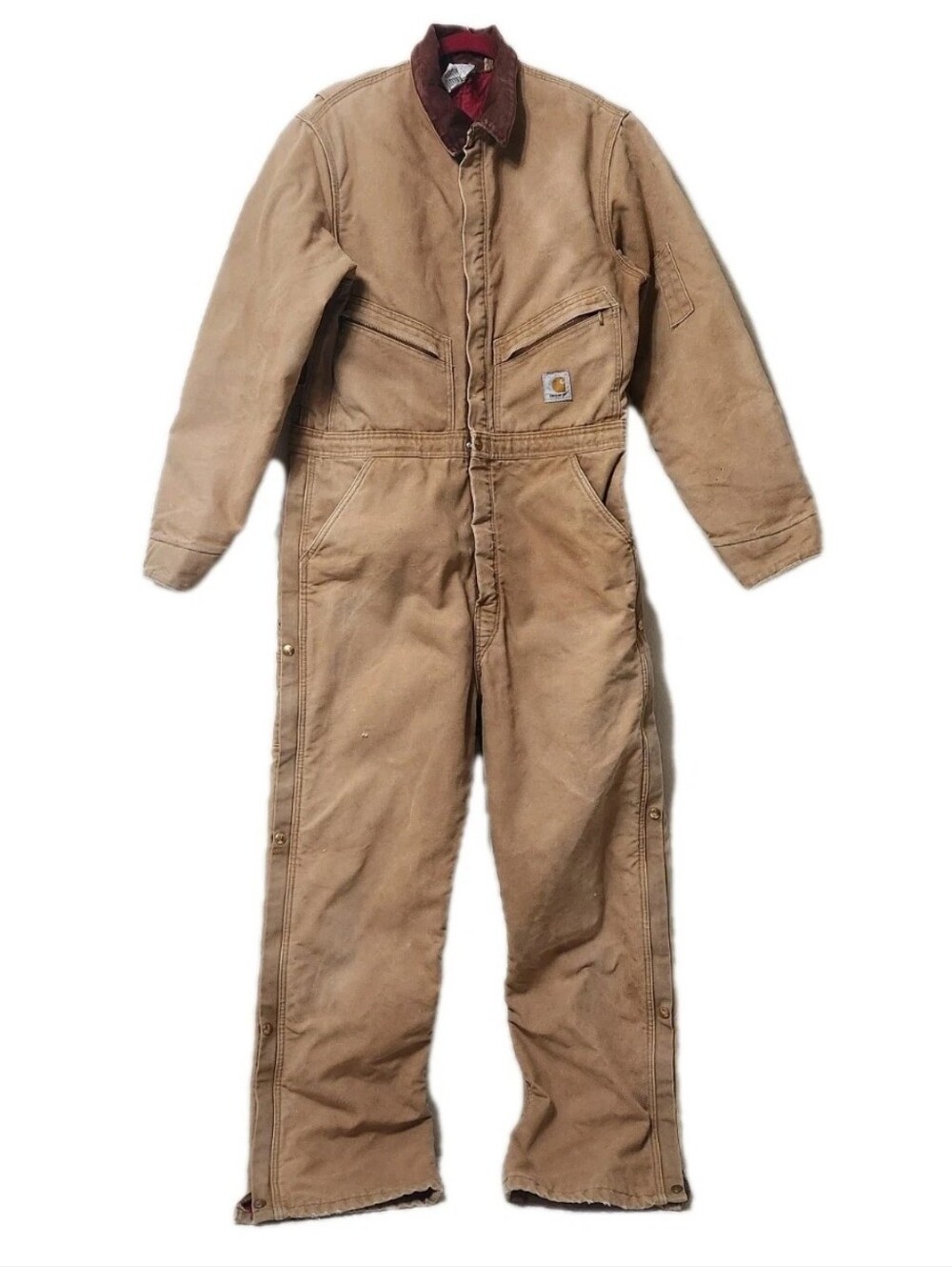 Carhartt Coveralls Mens 42 Tall X01 BRN Red Quilt Lined Utility Workwear